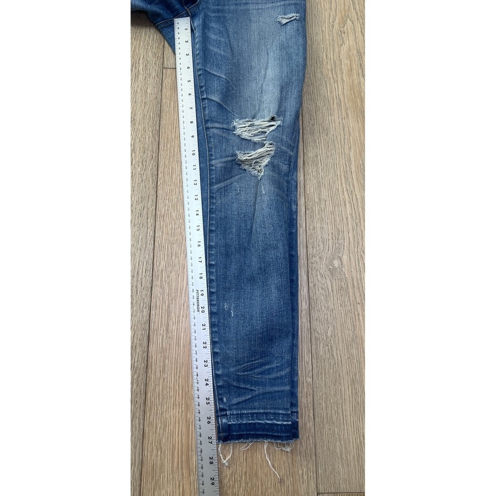 Madewell Women's Blue Denim Distressed Skinny Jeans, Size 28, High-Rise, 9" - Picture 9 of 11